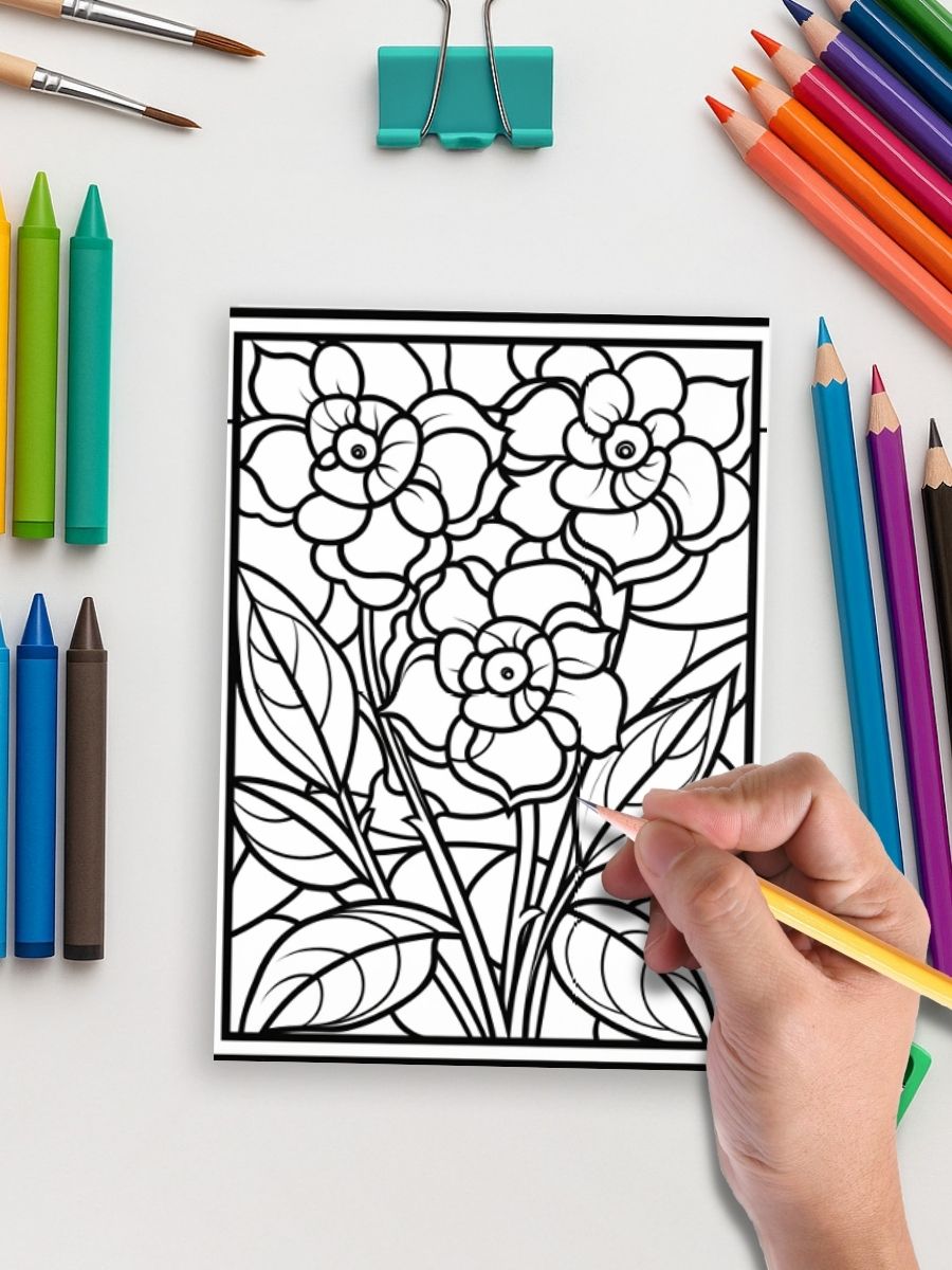 Stained Glass Botanica – 180 Floral Art Pages - Image 5