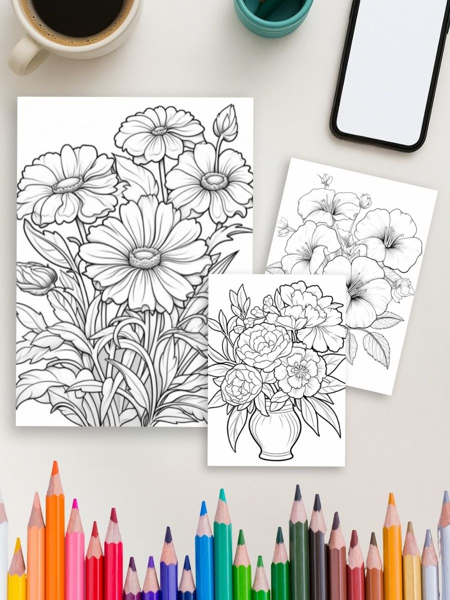 Zen Blooms – 100 Relaxing Flower Coloring Pages - Image 4