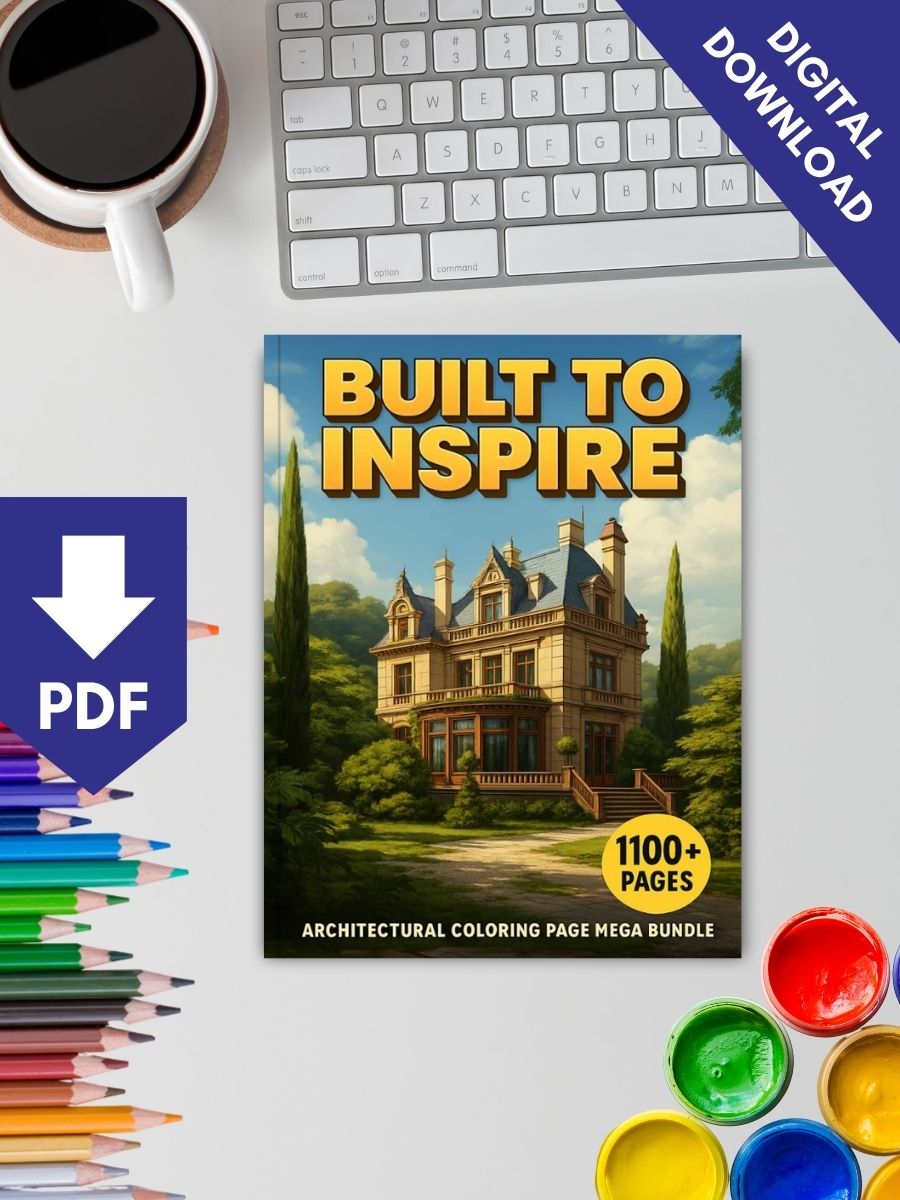 Built to Inspire – 1100+ Architectural Coloring Page Mega Bundle - Image 2