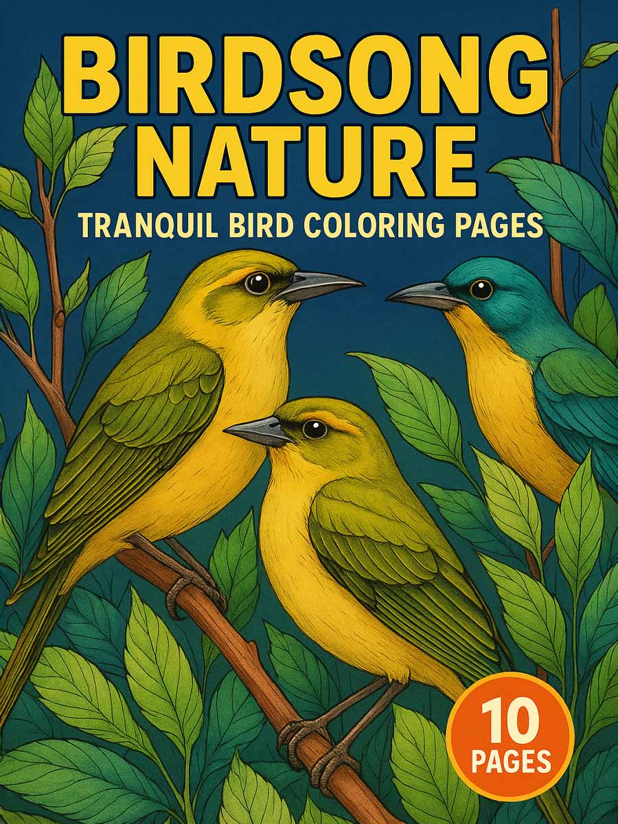 Birdsong Nature – 10 Tranquil Bird Coloring Pages
