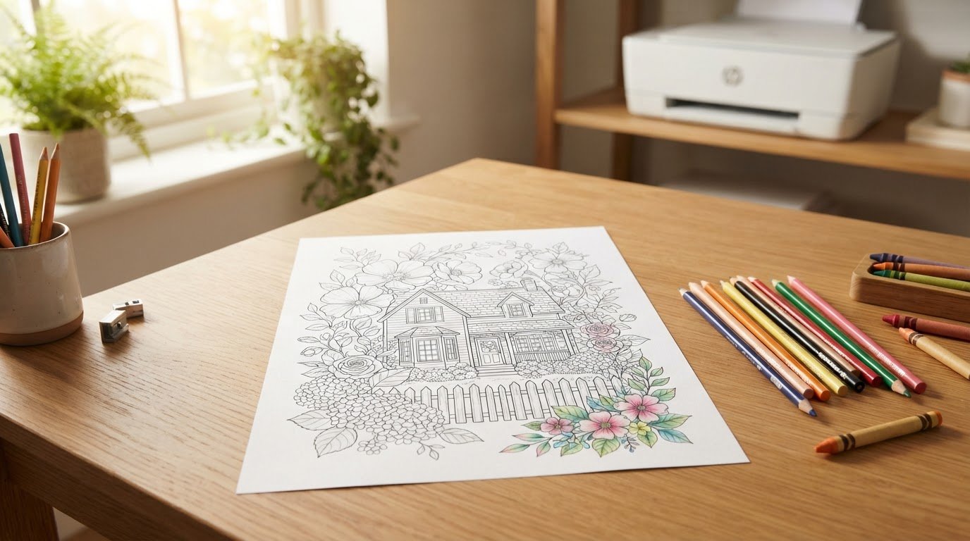 Floral House Coloring Pages to Download and Print at Home
